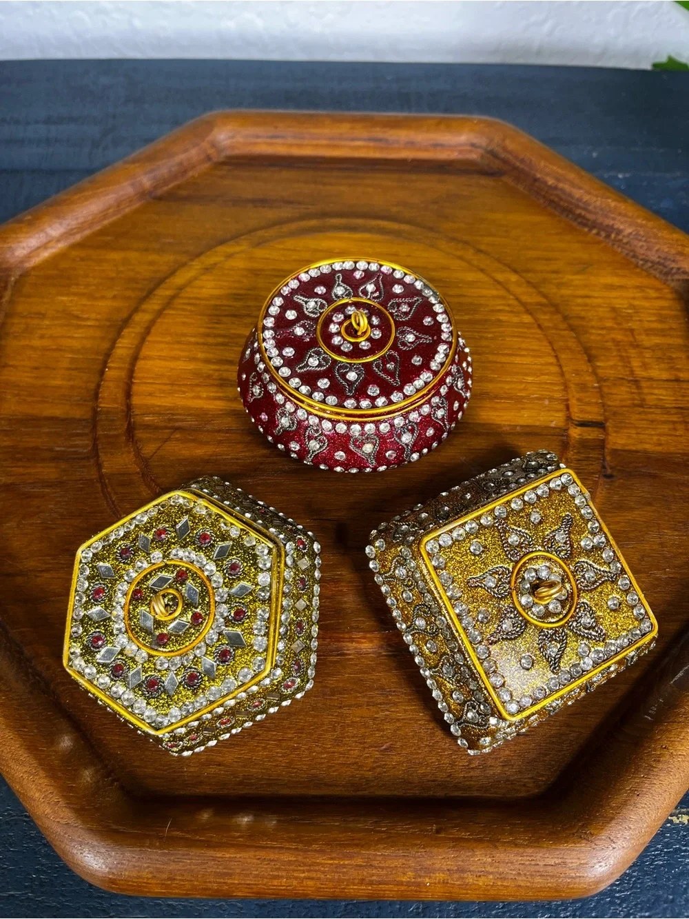 Vintage Ornate Trinket Boxes Set or Lot of 3